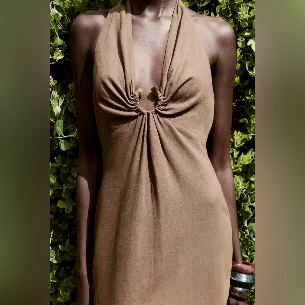 ZARA…. MIDI DRESS WITH BUCKLE AND LINEN